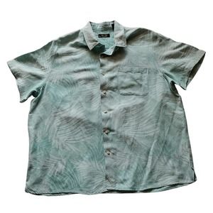 Tasso Elba Mens Short Sleeve Button Up Shirt Green Palm Leaf Print Size XXL 2XL